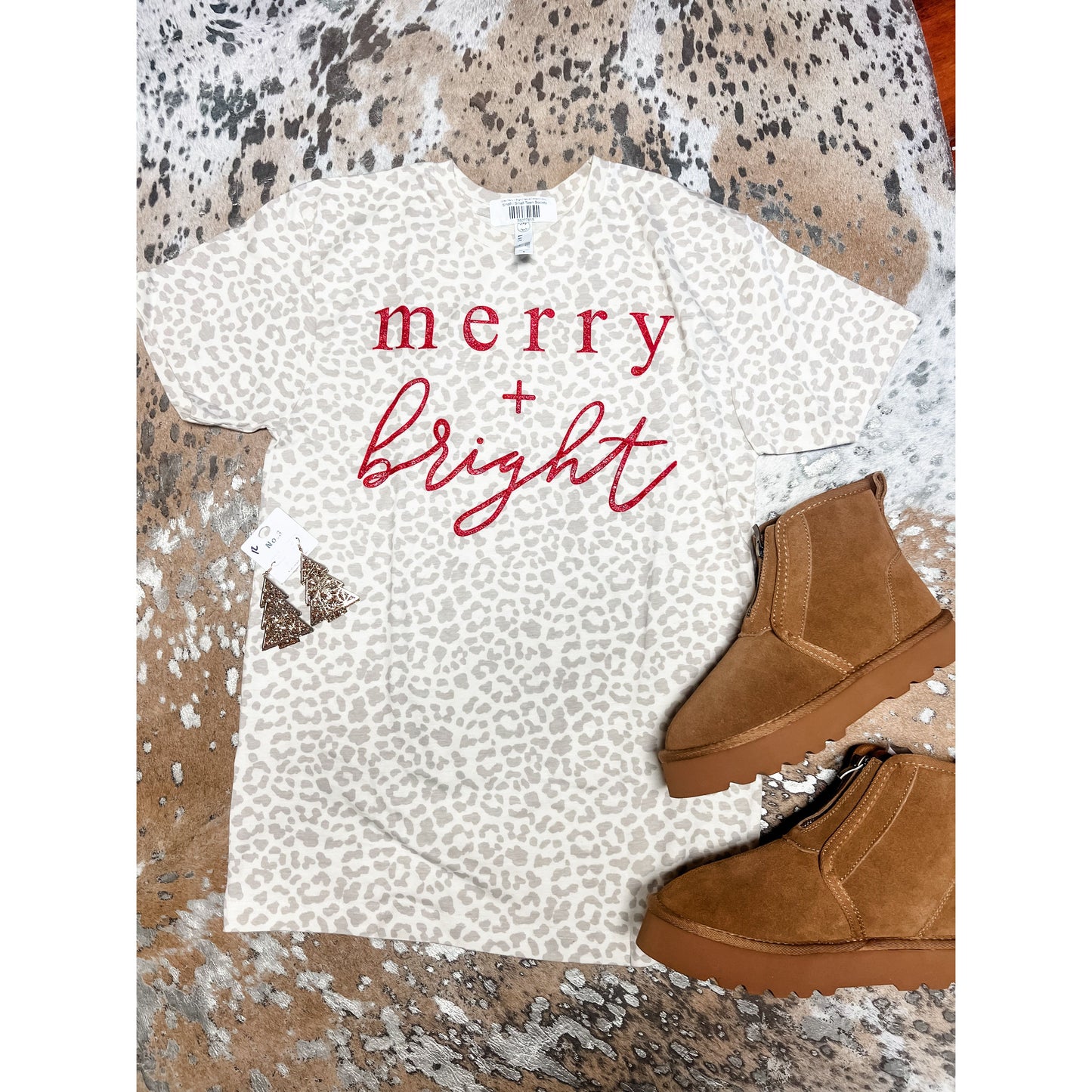 Merry and Bright Leopard Tee