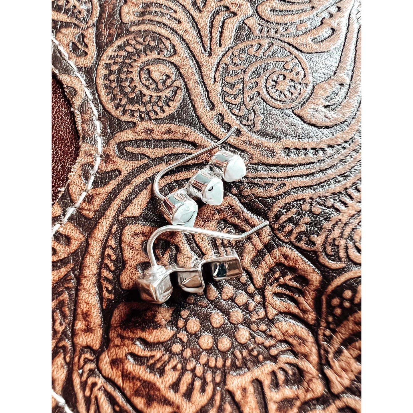 Three Stone Howlite Earrings